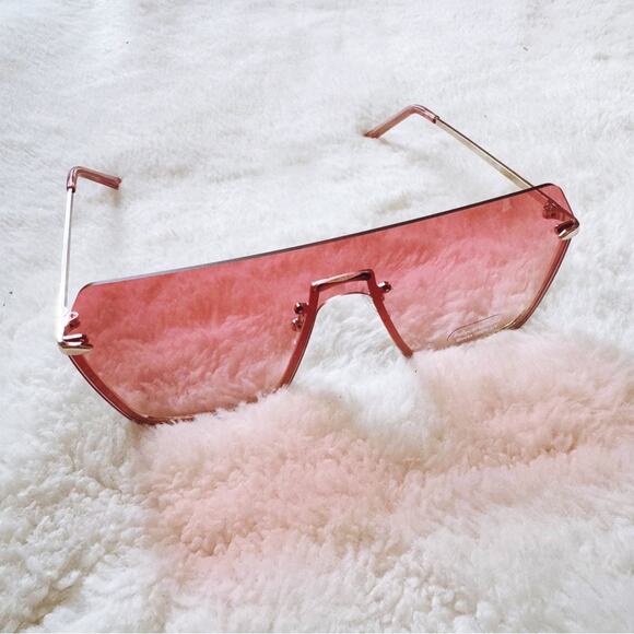 Kalia Pink Rimless Sleek Sunglasses - Picture 5 of 11